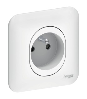 Prises 2P+T 16A Borne Automatique Schneider Electric Ovalis + Plaque blanc