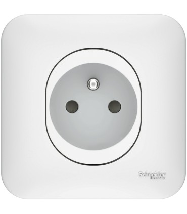 Prises 2P+T 16A Borne Automatique Schneider Electric Ovalis + Plaque blanc