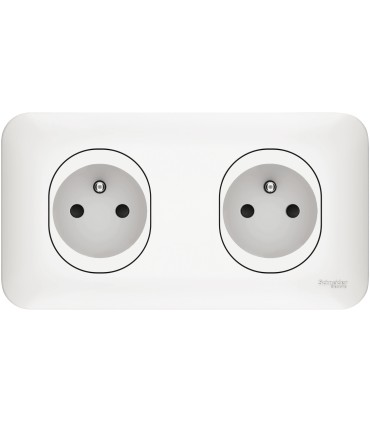 Prises Double 2x2P+T entraxe 71 mm Schneider Electric Ovalis  Horizontale Plaque blanc