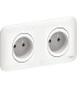 Prises Double 2x2P+T entraxe 71 mm Schneider Electric Ovalis  Horizontale Plaque blanc