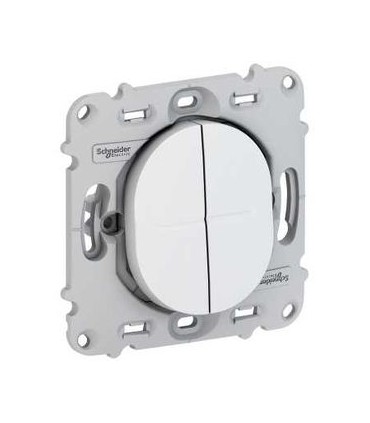 Combiné Va-et-Vient + Poussoir Schneider Electric Ovalis 10A blanc, sans plaque