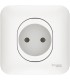 Prise 2 pôles 16A Schneider Electric Ovalis avec griffes & plaque, Blanc