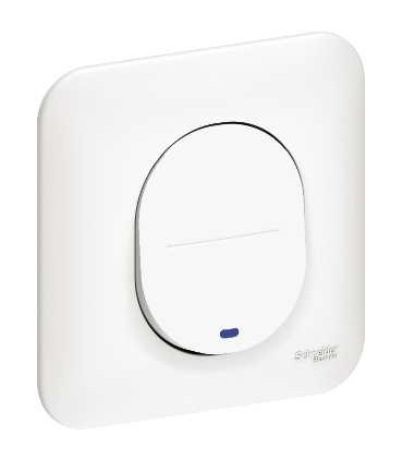 Interrupteur Lumineux 10A + LED Schneider Ovalis à Griffes & Plaque, blanc.