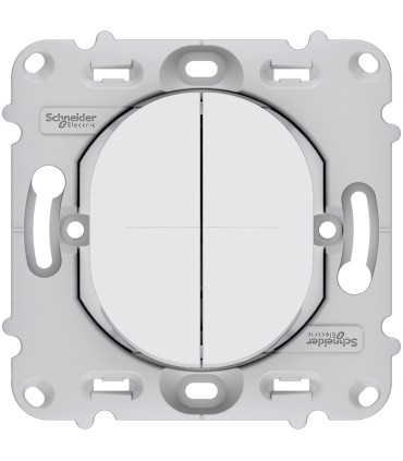 Double Poussoir Schneider Electric Ovalis sans Plaque, Blanc.