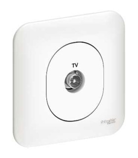 Prise TV Simple à Griffes Schneider Ovalis + Plaque, blanc