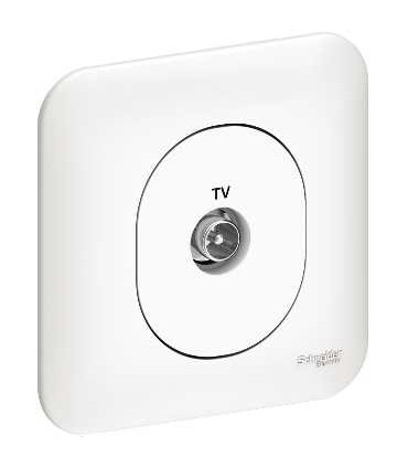 Prise TV Simple à Griffes Schneider Ovalis + Plaque, blanc