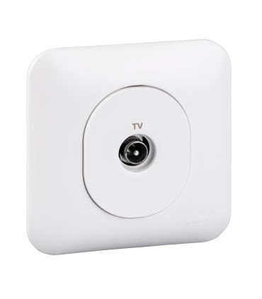 Prise TV Simple Schneider Electric Ovalis + Plaque- Blanc