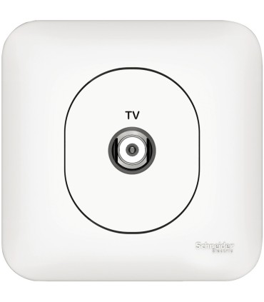 Prise TV Simple Schneider Electric Ovalis + Plaque- Blanc