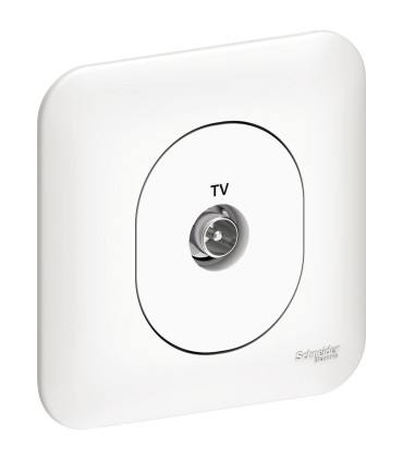 Prise TV Simple Schneider Electric Ovalis + Plaque- Blanc
