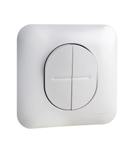 Double Poussoir Schneider Ovalis 10A + Plaque, Blanc