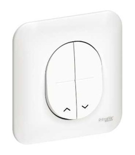 Poussoir Volet Roulant Schneider Ovalis 6A complet avec Plaque - Blanc.