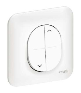 Interrupteur Volet Roulant Schneider Ovalis avec plaque - Blanc