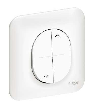 Interrupteur Volet Roulant Schneider Ovalis avec plaque - Blanc
