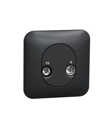 Prise TV/FM Ovalis 1 entrée - fixation à vis & plaque - Anthracite