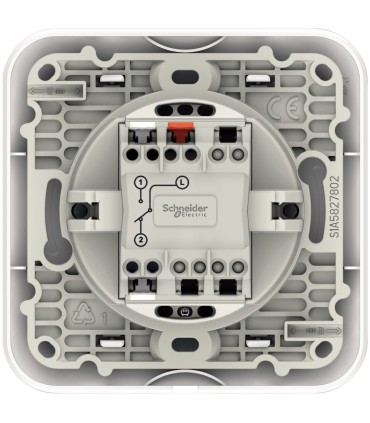 Interrupteur simple Lumineux Schneider Ovalis + LED, 10A + Plaque- Blanc