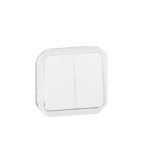 Commande double interrupteur ou poussoir Plexo composable blanc / Legrand
