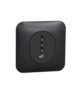 Prise téléphone en T Ovalis- 8 contacts avec plaque de finition - Anthracite