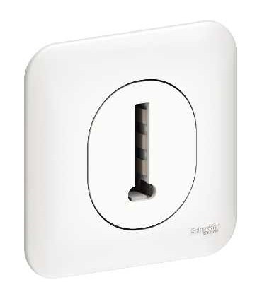 Prise téléphone en T- 8 contacts Ovalis + Plaque - Blanc