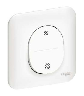 Poussoir VMC SANS ARRET Ovalis  complet avec plaque - Blanc