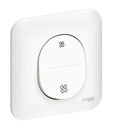 Poussoir VMC SANS ARRET Ovalis  complet avec plaque - Blanc