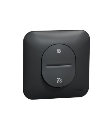 Bouton poussoir VMC Ovalis 2 vitesses avec plaque de finition - Anthracite