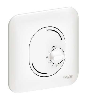 Thermostat d'ambiance chauffage/climatisation Ovalis bimétal 10A + Plaque- Blanc