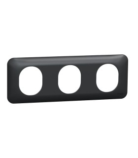 Plaque de finition Ovalis 3 postes entraxe 71mm horizontale - Anthracite