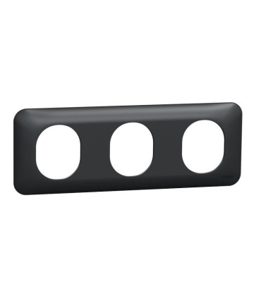 Plaque de finition Ovalis 3 postes entraxe 71mm horizontale - Anthracite