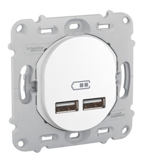 Double chargeur usb 2.1 A Ovalis - sans plaque de fintion - Blanc