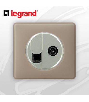 Prise RJ45 Cat 6 + TV Céliane complète Grès Poudré