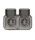 Double prise de courant horizontale avec volet Plexo complet saillie - gris