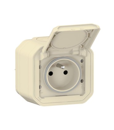 Prise avec volet Plexo 16A complète saillie - sable
