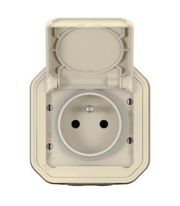 Prise avec volet Plexo 16A complète saillie - sable