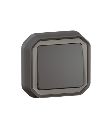 Interrupteur ou va-et-vient Plexo 10A encastré avec griffes - anthracite