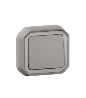 Interrupteur ou va-et-vient Plexo complet encastré avec griffes - gris