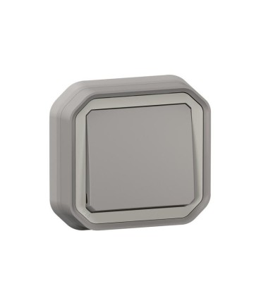 Interrupteur ou va-et-vient Plexo complet encastré avec griffes - gris