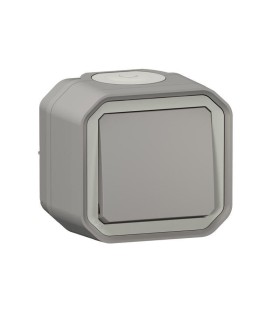 Poussoir NO Plexo 10AX complet saillie - gris