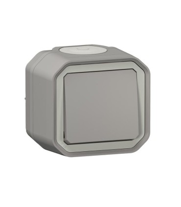 Poussoir NO Plexo 10AX complet saillie - gris