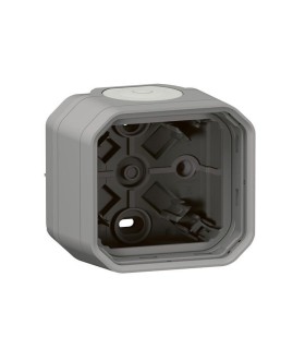 Boîtier apparent 1 poste Plexo avec 2 embouts et 1 entrée - gris