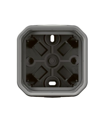 Boîtier apparent 1 poste Plexo avec 2 embouts et 1 entrée - gris