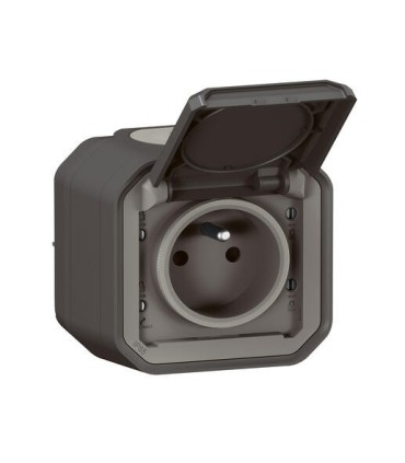 Lot de 3 prises + 2 va-et-vient + commande double Plexo saillie - anthracite