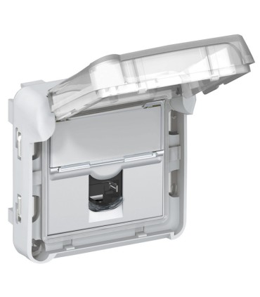 Prise RJ45 catégorie6 FTP Plexo composable IP55 gris