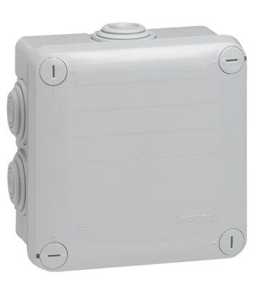 Boîte de dérivation carrée Plexo 105x105x55mm gris