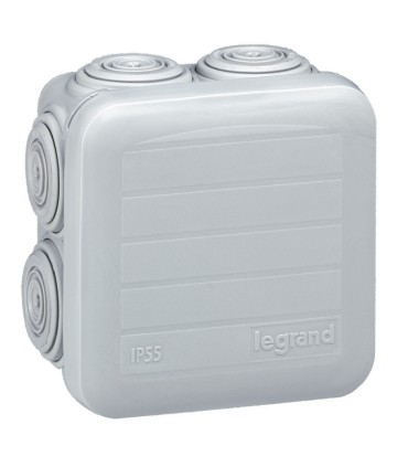 Boîte de dérivation carrée Plexo 65x65x40mm gris