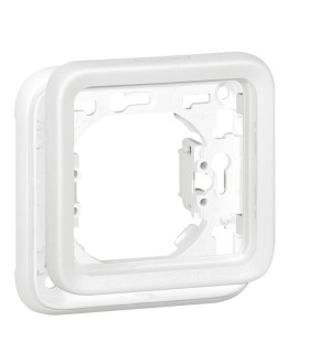 Support plaque 1 poste Plexo composable IP55 blanc Artic antimicrobien