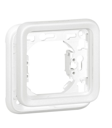 Support plaque 1 poste Plexo composable IP55 blanc Artic antimicrobien