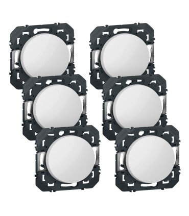 Lot de 6 interrupteurs ou va-et-vient dooxie 10AX 250V finition blanc