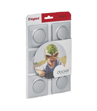 Lot de 6 interrupteurs ou va-et-vient Dooxie 10AX livrés avec plaques carrées alu