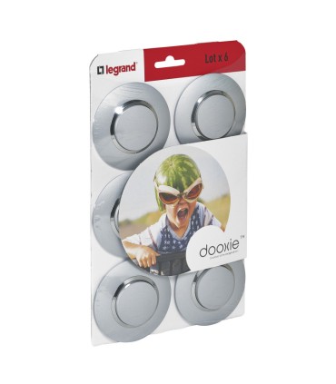 Lot de 6 interrupteurs ou va-et-vient dooxie 10AX 250V~ livrés avec plaques rondes alu