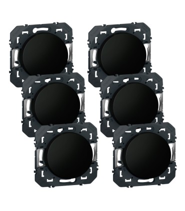 Lot de 6 interrupteurs ou va-et-vient dooxie 10AX noir